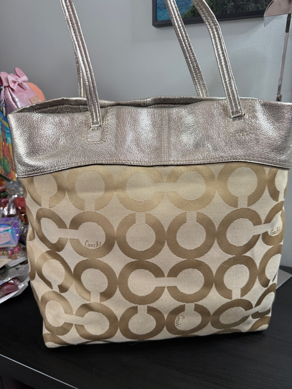 Coach Julia Op Art Perry Gold Tote Bag with original hangtags! - Picture 11 of 17